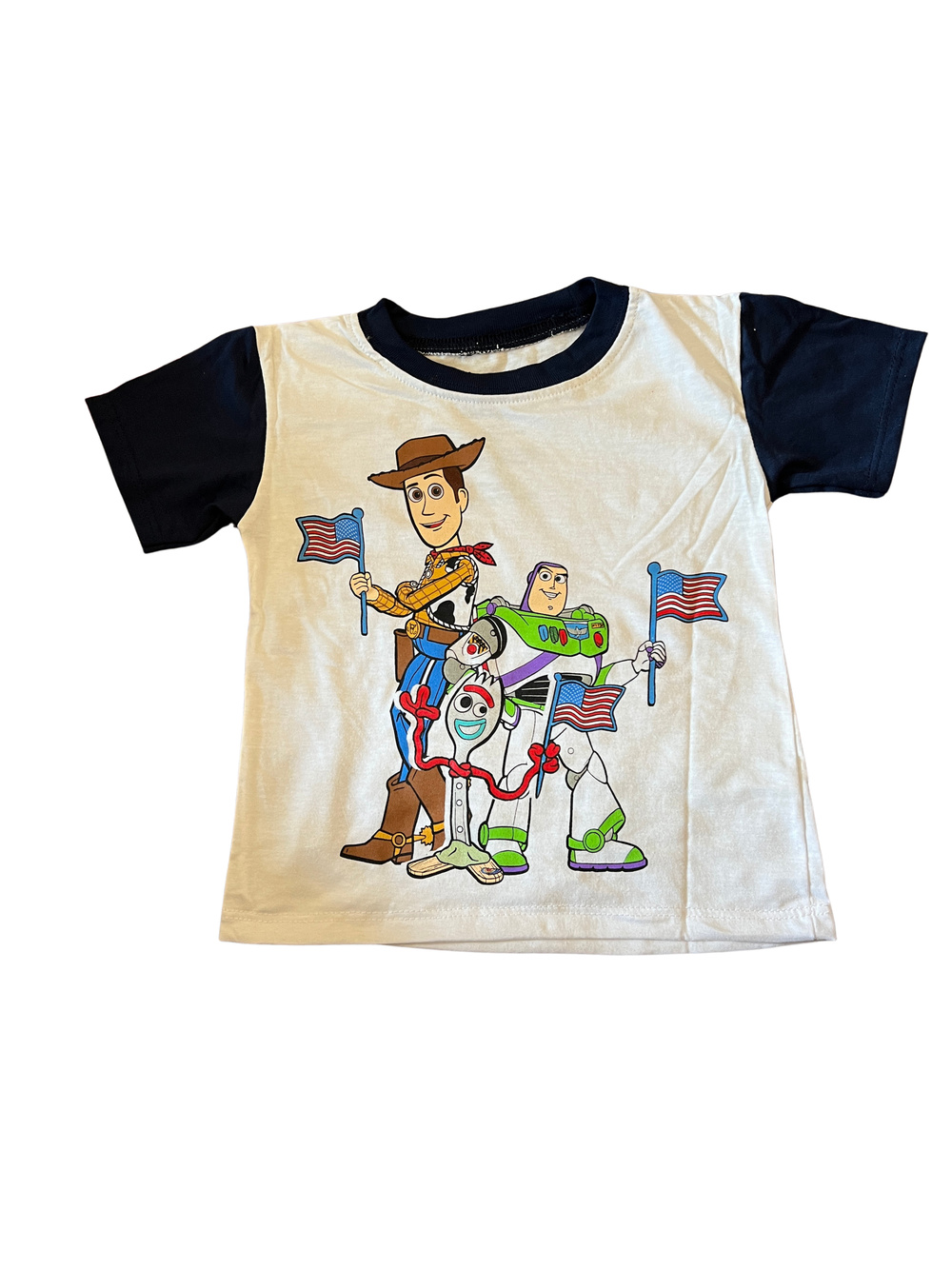 Disney Pixar Toy Story Toddler Flag Short Sleeve T-Shirt Woody Buzz Forky Tee